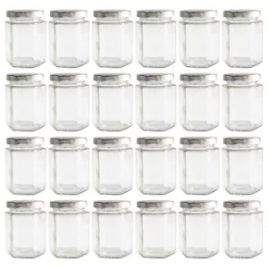 Paquete de 24 frascos de vidrio de 6 oz con tapas frascos de albañil bucal regulares para enlatar - Imagen 1 de 7