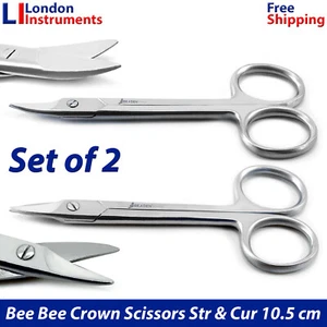 Tijera corona abeja abeja recta y curva 10,5 cm instrumentos quirúrgicos dentales nuevos - Imagen 1 de 10