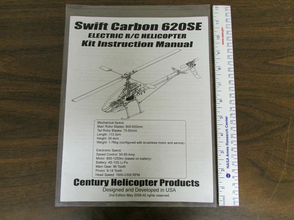 Century Helicopter Products Swift Carbon SE Electric R/C Manual New - Image 1 of 1