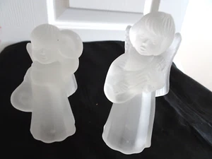 2 portavelas cónicas de vidrio esmerilado satinado músicos ángeles-4 1/2"" y 5 1/4"" - Imagen 1 de 5