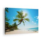 Canvas Print 70x50cm Wall Art Picture beach palm tree sea Small Framed Artwork