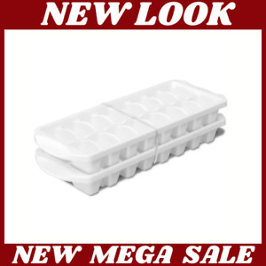 2-Pack Stacking Ice Cube Trays, Plastic, White