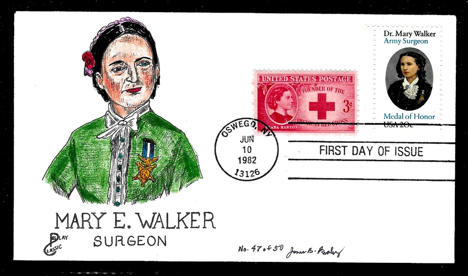 2013 20c Stamp Combo (1982) THE SURGEON MARY WALKER FDC HD/HP BY JAMES PASLAY - Image 1 of 1