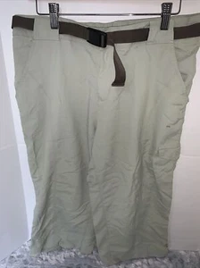 Columbia Pants Womens 12 tan Capri Outdoor Hiking Camping Casual Bottoms w/belt - Picture 1 of 4