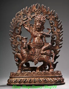 7" Old Tibet Buddhism Bronze Gilt Palden Lhamo Deity Laksmi Buddha Horse Statue - Picture 1 of 10