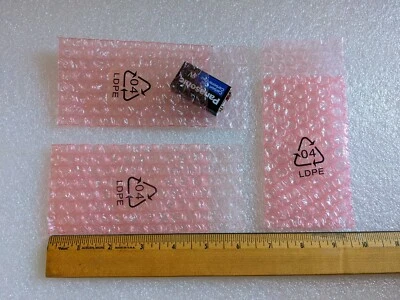 🆕 5"x2.75” bubble out anti-static pink bag w seal sticker protective wrap 100pc - Image 1 of 3