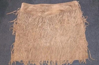 Scully Cinnamon Leather Fringe Skirt Satin Lined Size Medium  - Image 1 of 3