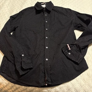 Camisa de Vestir Colección M por Michael Strahan -S-Patrón Negro Profundo Manga Larga - Imagen 1 de 8