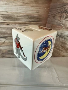 Vintage Tiffany & Co Hey Diddle Diddle 3” Cube Ceramic Baby Gift Piggy Bank - Picture 1 of 8