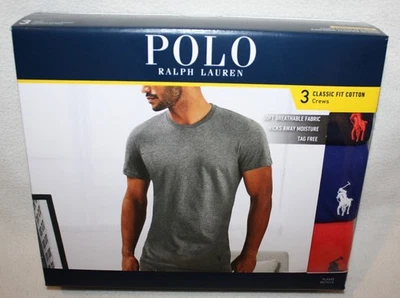 Polo Ralph Lauren Crew Neck T-Shirts Classic Fit 3 Pack Cotton $49 - Image 1 of 4