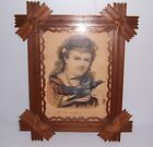 ANTIQUE CURRIER & IVES "THE CARRIER DOVE" IN WOODEN CARVED ADIRONDACK FRAME