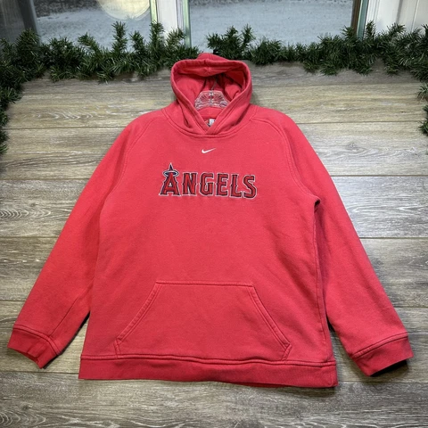Angels Hoodie Size Large - XL Women’s Red Baseball NIKE TEAM VINTAGE Sweatshirt Cover