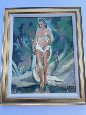 Antigua Pintura Francesa Escuela de París Impresionismo Mujer Mujer Modelo Óleo Foto 1 de 4