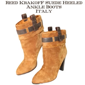 Reed Krakoff Womens Suede Pull On Heeled Italy Made Tall Ankle Boots 9 - Picture 1 of 9