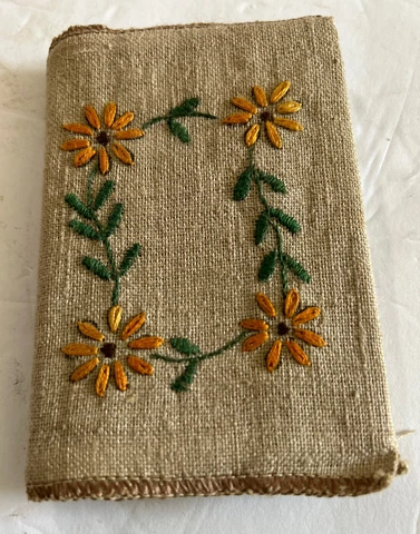 ANTIQUE EMBROIDERED FLOWERS NEEDLE PACK with ABEL MORRALL'S NEEDLES ENGLAND Cover