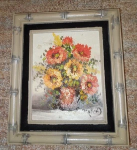 Vintage Estate Original Oil Painting Palette Knife Floral By Robin -Signed - Picture 1 of 1