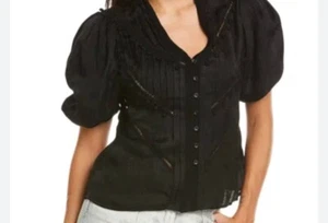 IRO Poyra Black Linen-blend Shirt, Size - Picture 1 of 7