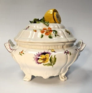 Nymphenburg Germany RARE ROUND Porcelain Lidded Lemons Finial Footed Tureen 1930 - Picture 1 of 23