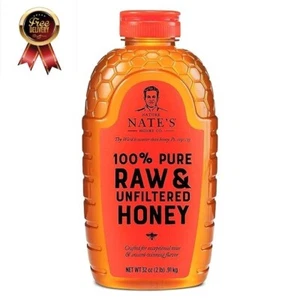Nature Nate’s Honey 100% Pure, Raw & Unfiltered Honey, Squeeze Bottle 32oz - Picture 1 of 6
