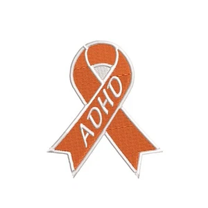 ADHD Awareness Support Ribbon Orange Patch Embroidered Iron-on Applique - Picture 1 of 12