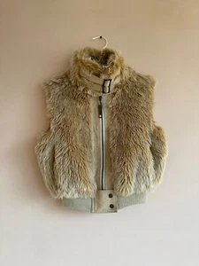 Grunge Vest LGB If Six Was Nine Style Faux Fur Fluffy Mohair Cropped Vest Sz M/L - Picture 1 of 14