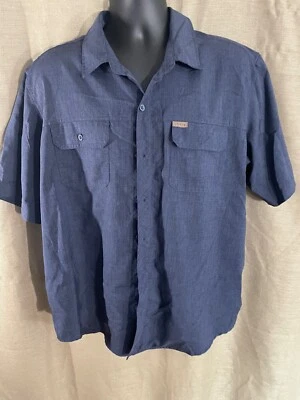 Orvis Button Down Dark Blue Short Sleeve XL 100% Polyester - Image 1 of 4