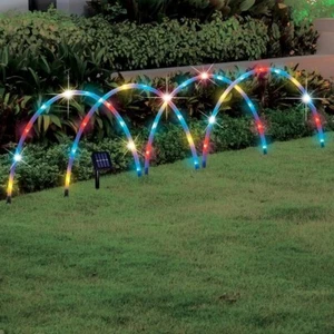 Set 4 Solar Powered LED Multi-Colored Garden Arches Pathway Marker Stakes - Picture 1 of 1