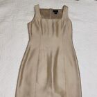 Ann Taylor petite Gold Silk Shealth Dress 4P Fully Lined