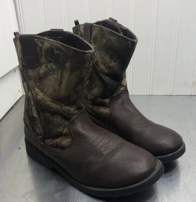 Realtree Outdoors Camouflage Camo Hunting Western Boots Youth Kids Boys 4 - Image 1 of 4