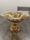 Fenton Cameo Opalescent Water Lily Compote Chocolate Brown Sticker