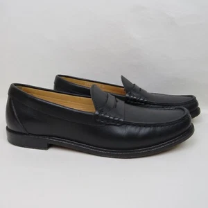 ET Wright Men's Black Leather Penny Loafers Slip On Dress Shoes Size 10.5M Italy - Picture 1 of 13