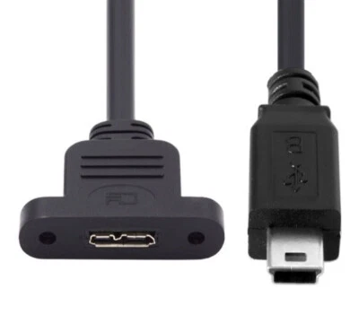 Mini 5Pin to Micro B 3.0 Panel Mount Data Extension Cable | Male to Female 0.5m - Image 1 of 4