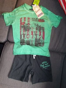 Knot So Bad T-Shirt & Shorts Set 100%Cotton 'Quad Race' 3yrs 98cm Green Mix BNWT - Picture 1 of 1