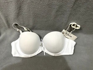 NEW Womens BRA Cup WHITE Push Up 34 B Underwire Padded Balconette removable hook - Picture 1 of 6