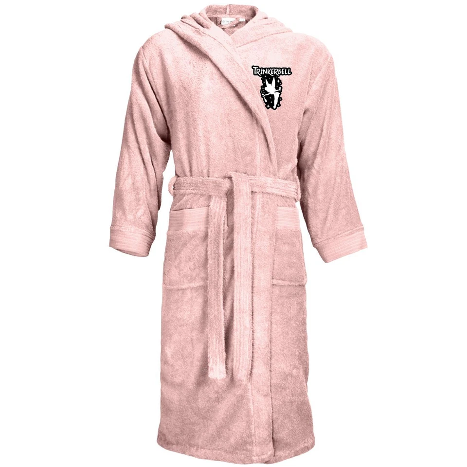 SPAß KOSTET Damen Frauen Mädchen Bademantel TRINKERBELL Frottee mit Kapuze Größe S bis XXXL