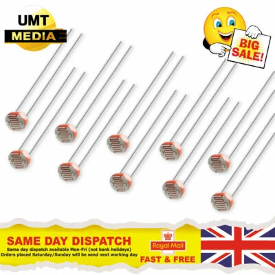 10 x Light Dependent Resistors (LDR's) Photoresistors 6 Types Arduino Raspberry  - Image 1 of 3