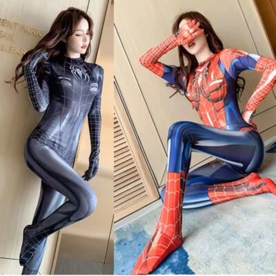 Cosplay Spiderman Jumpsuit Women Zentai Bodysuit Suit Comicon Costume Halloween - Image 1 of 4
