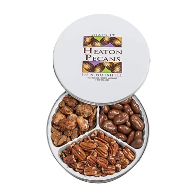 Heaton Pecans Roasted Salted Pecans, Chocolate Covered Pecans, Praline Pecan Tin