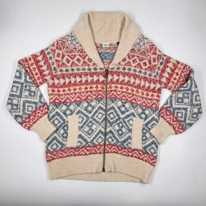 Cabi Highlands Fair Isle Cardigan Sweater Medium Rolled Collar Zip Norwegian - Picture 1 of 8