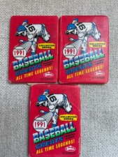 LOT OF 3 VINTAGE 1991 SWELL BASEBALL GREATS SEALED NEW WAX PACKS ERNIE BANKS