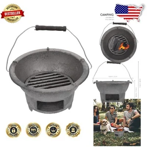 Compact Japanese Hibachi Grill - 20cm Cast Iron BBQ Stove for Camping & Home Use - Picture 1 of 11