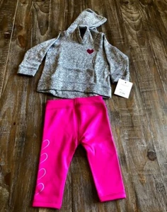 Kohl's Grey Hoodie w/ Heart Logo & Pink Heart Logo Pants Set Girls Size 12M NWT - Picture 1 of 3