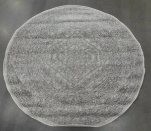 IVORY / SILVER 4' X 4' Round Stained Rug, Reduced Price 1172611908 ADR108B-4R - Picture 1 of 4