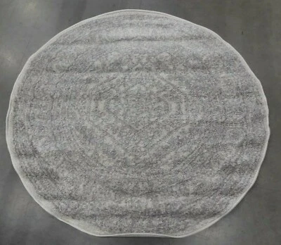 IVORY / SILVER 4' X 4' Round Stained Rug, Reduced Price 1172611908 ADR108B-4R - Image 1 of 4