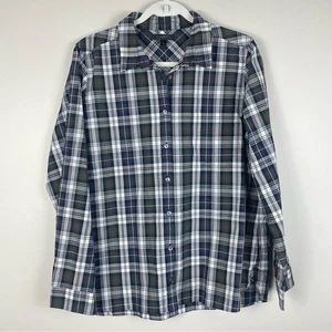 J. Crew Boys 16 Plaid Button up Long Sleeve Cotton Shirt Top Preppy Green Black - Picture 1 of 8