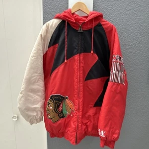 Vintage Logo Athletic Chicago Blackhawks Sharktooth Puffer Jacket 90’s - Picture 1 of 8