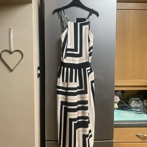 Ladies Black & White Striped Culottes Style Jumpsuit River Island Size 8 NWOT - Picture 1 of 10