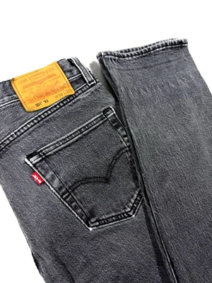 Levis Jeans Hombres Gris 501 Botón Mosca Recto Clásico Denim Envío Gratis - Imagen 1 de 4