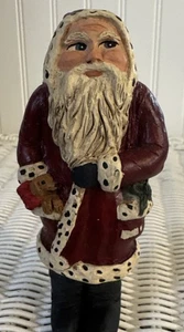 Vintage Style Hand Painted Santa Figurine 6” Folk Art Belsnickel Look Resin - Picture 1 of 9
