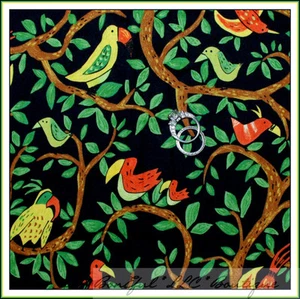 BonEful Fabric FQ Cotton Quilt Safari Animal Zoo Bird Tree Jungle Green Leaf VTG - Picture 1 of 8